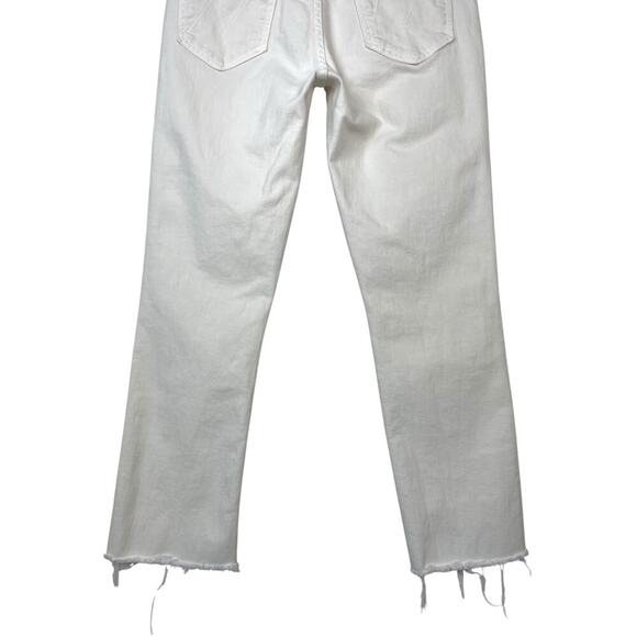 Mother The Rascal Crop Fray Cream Puff White Size 29 Raw Hem Casual Trendy - Picture 10 of 15